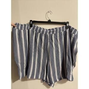 Evri Womens 3x Mid Rise Short Blue Striped Shorts NWT! A2013